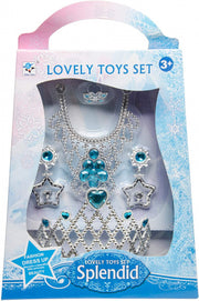 sieradenset prinsessen 5-delig zilverkleurig/blauw
