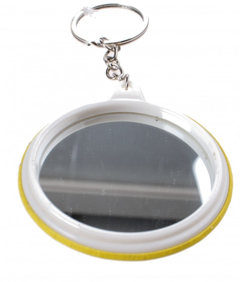 sleutelhanger emoji met spiegel geel glans 6 cm