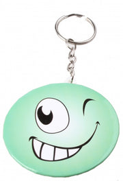 sleutelhanger emoji met spiegel groen glans 6 cm