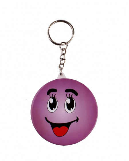 sleutelhanger emoji met spiegel paars 6 cm