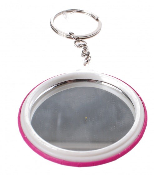 sleutelhanger emoji met spiegel roze glans 6 cm