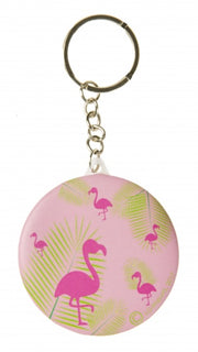 sleutelhanger flamingo met spiegel roze 5