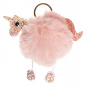 sleutelhanger fluffy unicorn zalmroze 8 cm