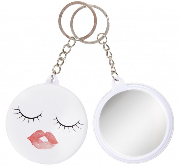 sleutelhanger lippen met spiegel rood