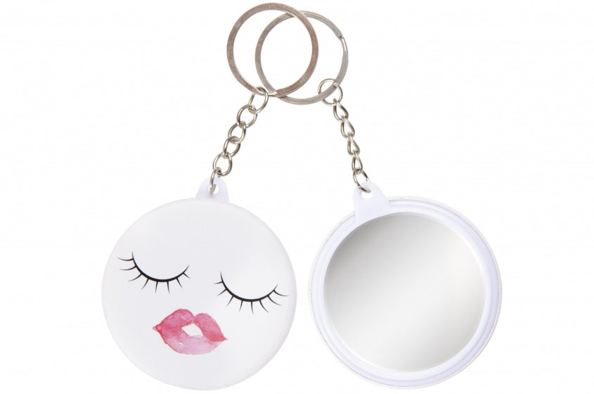 sleutelhanger lippen met spiegel roze