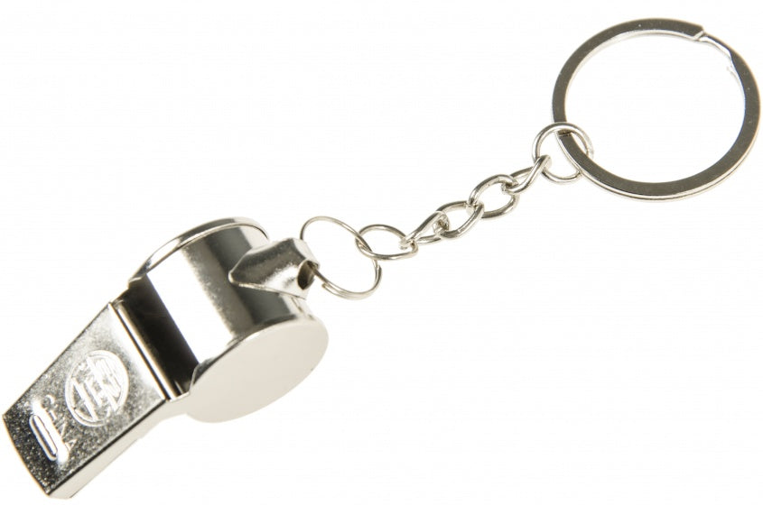 sleutelhanger met fluitje aluminium 6 cm