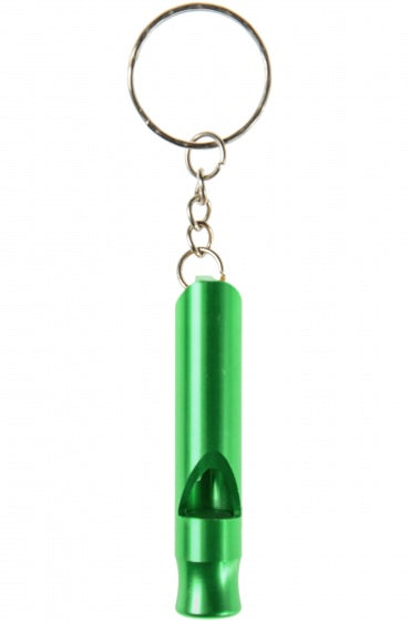 sleutelhanger met fluitje aluminium 6 cm groen