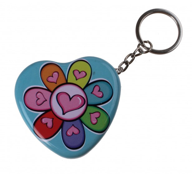 sleutelhanger metalen doosje 5 cm bloem