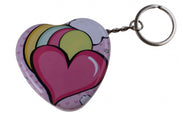 sleutelhanger metalen doosje 5 cm hartjes roze