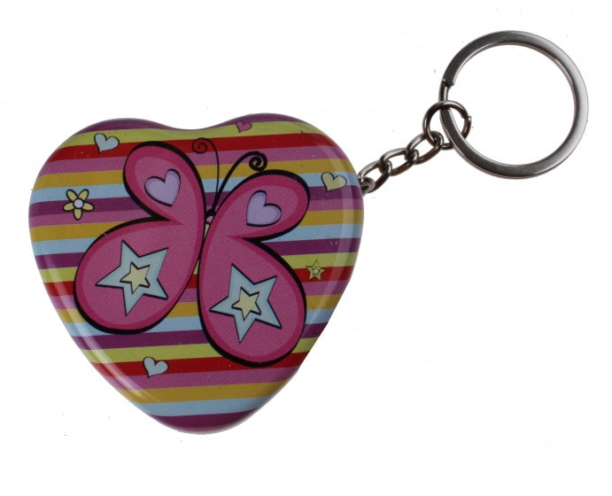 sleutelhanger metalen doosje 5 cm vlinder ster