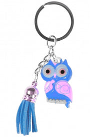 sleutelhanger uil 5 cm blauw