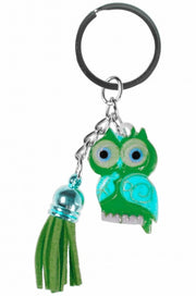 sleutelhanger uil 5 cm groen