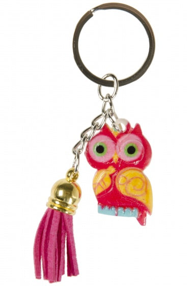 sleutelhanger uil 5 cm rood