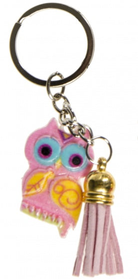 sleutelhanger uil 5 cm roze