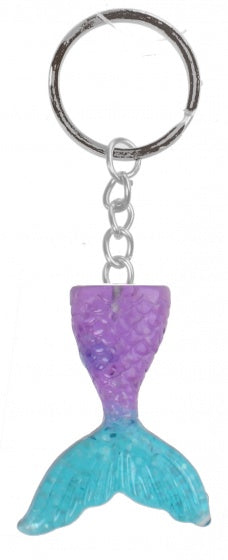sleutelhanger zeemeerminstaart 4 cm paars/blauw