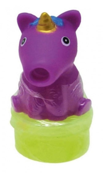slijmfiguur unicorn 7 cm paars/geel
