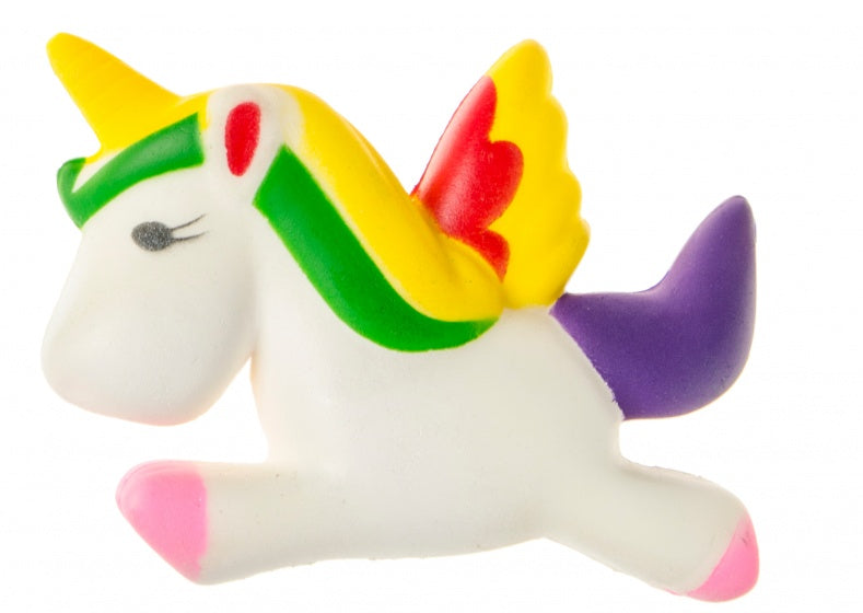 squishy eenhoorn geel/paars 10 cm