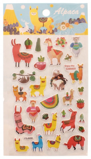 stickervel multicolor alpaca's 19 x 10 cm 29 stuks