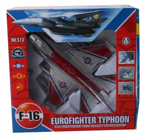straaljager F-16 Typhoon jongens 20 cm grijs/rood