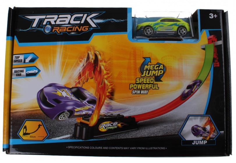 track racing met auto geel 80 cm