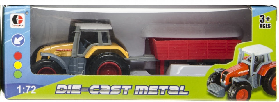 tractor met aanhanger 15 cm geel