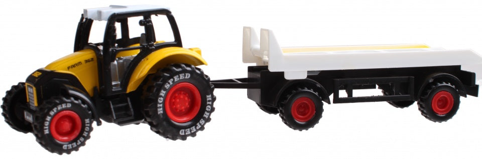 tractor met oplegger 19 cm geel