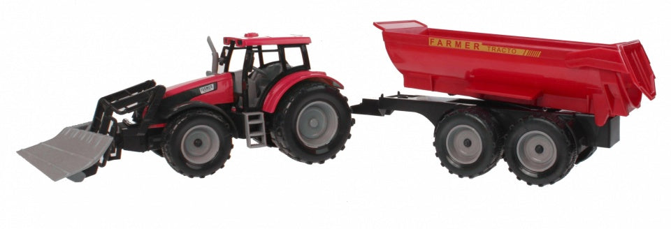 tractor met aanhanger 52 cm rood