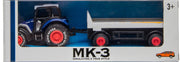 tractor met oplegger blauw 19 cm