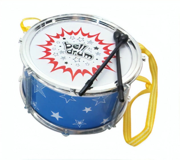 trommel met drumstokken 17 cm blauw