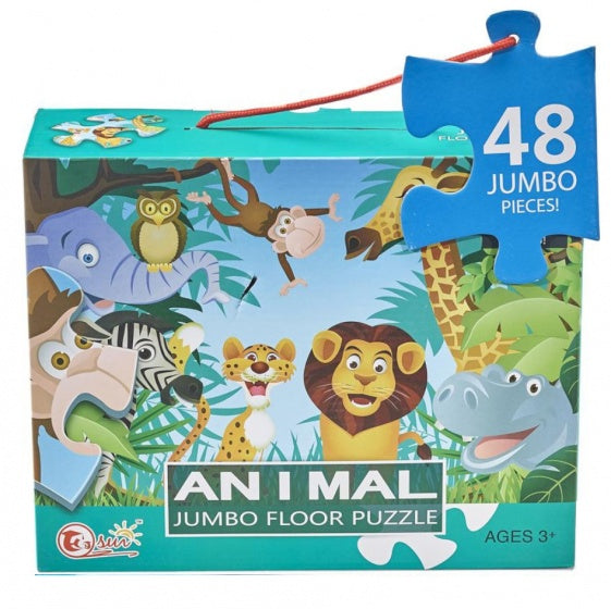 vloerpuzzel Animal 90 x 60 cm 48-delig multicolor