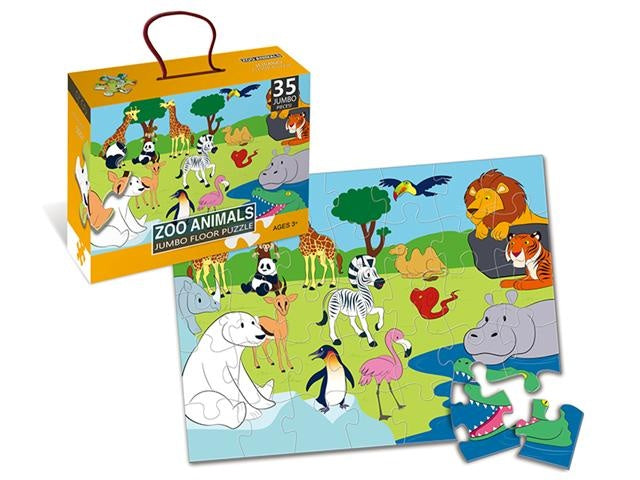 vloerpuzzel Zoo Animals junior 60 cm 35-delig
