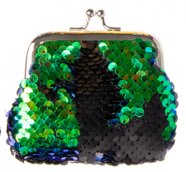 zeemeermin-portemonnee glitter 9 cm groen/blauw