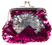 zeemeermin-portemonnee glitter 9 cm roze/zilver