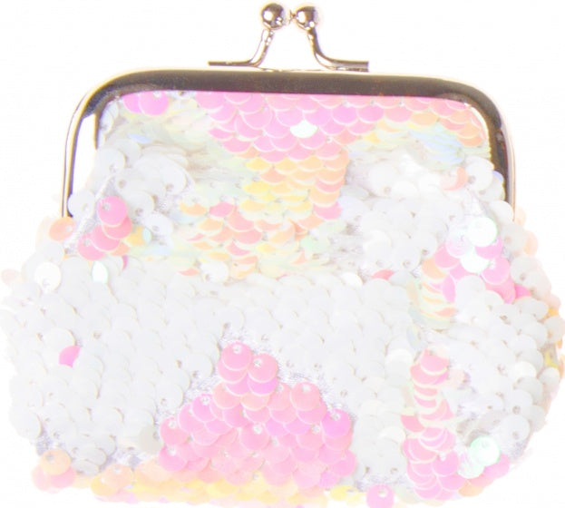 zeemeermin-portemonnee glitter 9 cm wit/roze