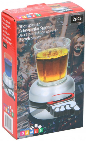 drankspel Borrelspinner unisex zilver 2-delig
