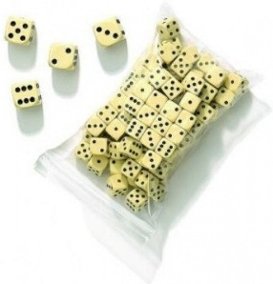 dobbelstenen 100 stuks 16 mm crème