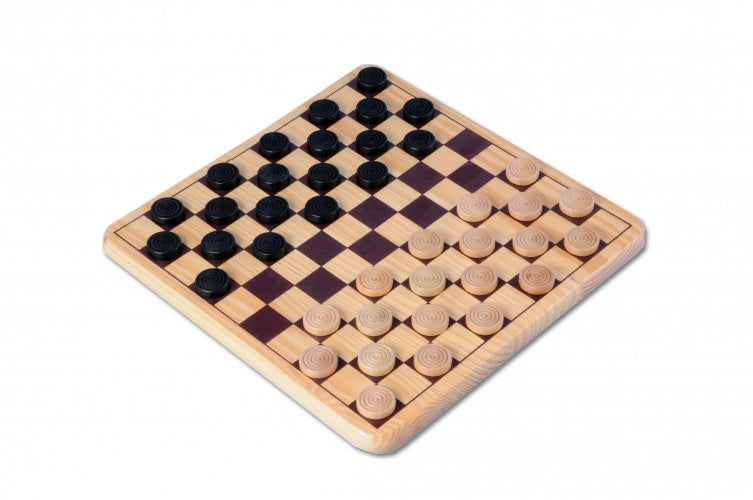 damspel 30 x 30 cm hout naturel/zwart/wit