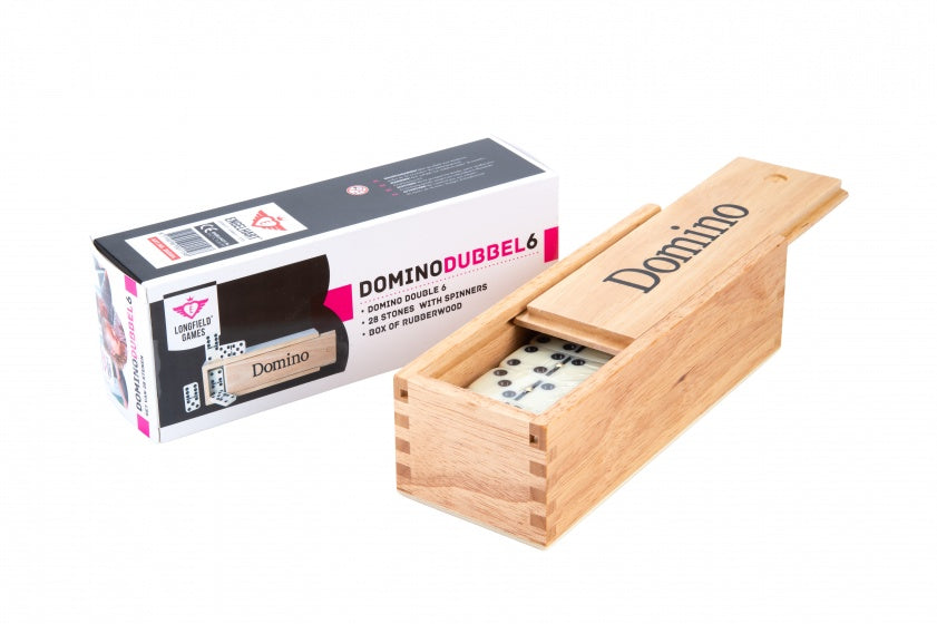 Domino Dubbel 6 junior hout 5 cm wit/zwart