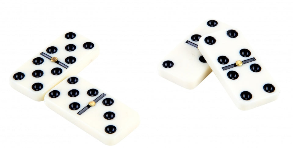 Domino dubbel-6 junior 41 cm hout wit 28 stenen