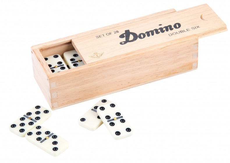 Domino dubbel-6 junior 41 cm hout wit 28 stenen