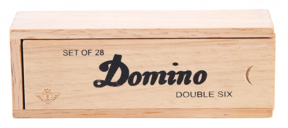 Domino dubbel-6 junior 41 cm hout wit 28 stenen