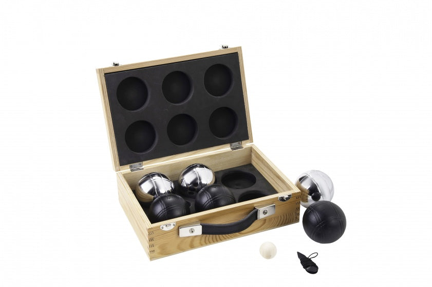 Jeu de Boules set in kist zwart/zilver