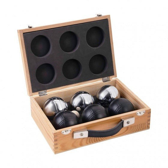 Jeu de Boules set in kist zwart/zilver