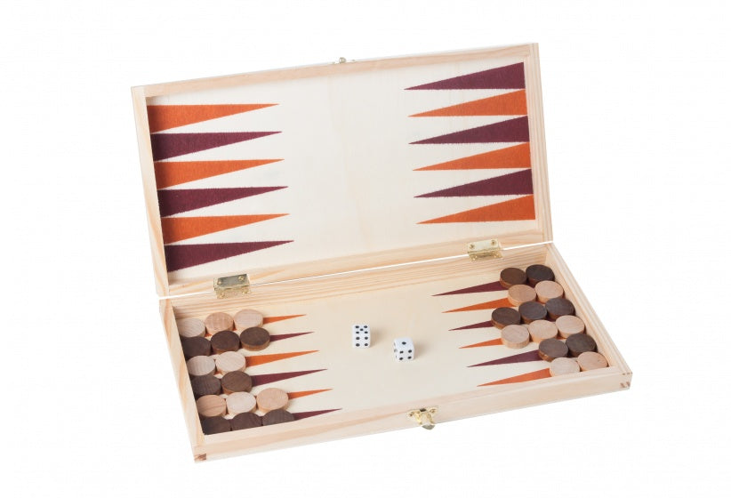 schaak/backgammon opklapbaar 29 cm hout naturel