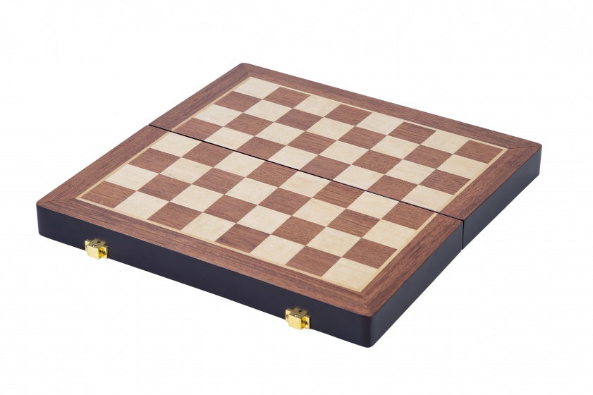schaakspel deluxe inklapbaar 30 cm hout bruin