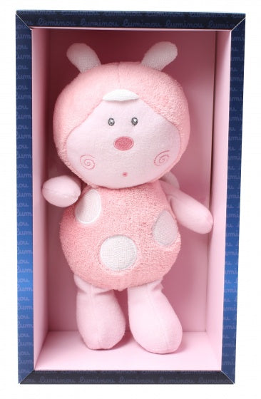 Glow In The Dark knuffel lieveheersbeestje roze 27 cm