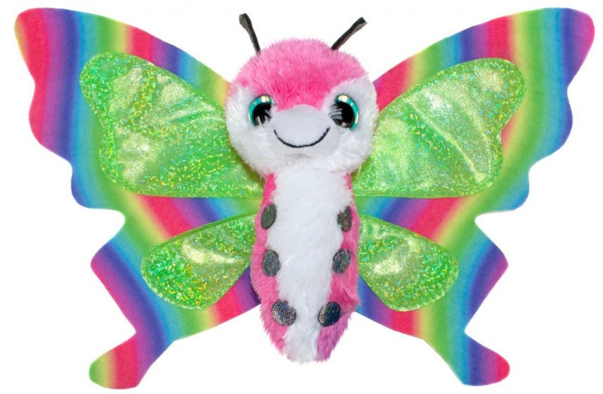 knuffelvlinder roze/groen 15 cm