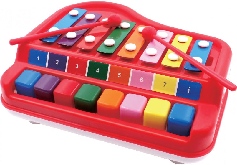 2-in-1 xylofoon/piano 28 cm multicolor