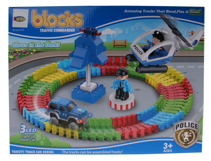 Flexy Blocks Politie bouwset glow in the dark 96-delig