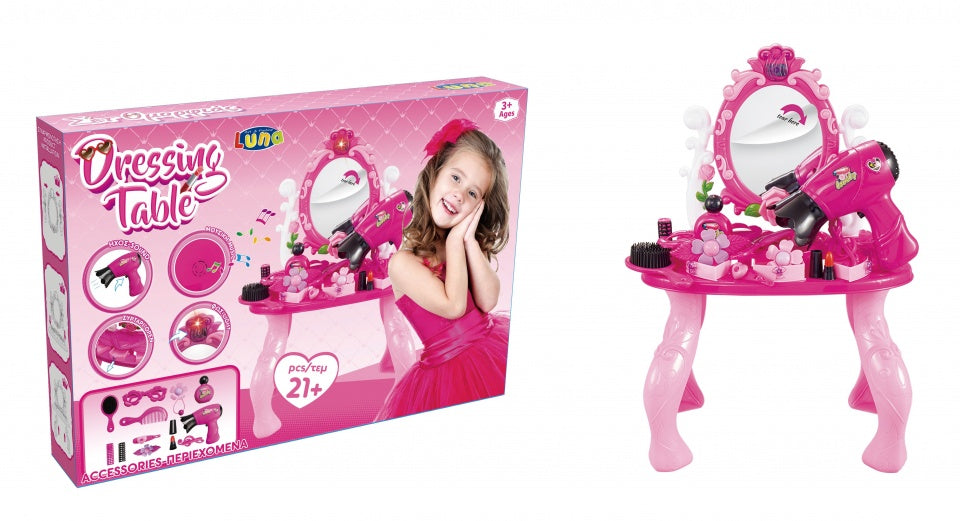 kaptafel roosjes roze meisjes 47 cm 21-delig